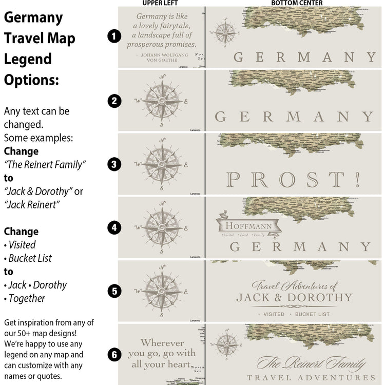 a map of germany with the names of each country