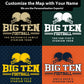 four different football-themed graphics, each with a unique color scheme and design. The graphics are intended to be customized with a person&