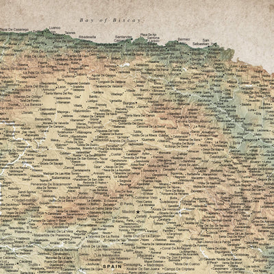 The image is a detailed map of the Bay of Biscay region, showing various locations and landmarks.
