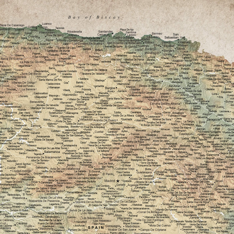 The image is a detailed map of the Bay of Biscay region, showing various locations and landmarks.