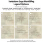 six different map designs, each with a unique title and description. The titles include "Traveling Storyteller", "Adventure of the Kona Family", "World Adventures", "Adventure of the Kona Family", "World Adventures", and "See the World". The descriptions provide information about the map&