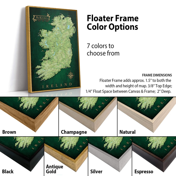 a picture of a map of ireland with the names and colors