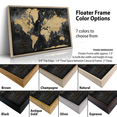 a map of the world on a wooden frame