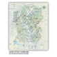 The image is a detailed map of the Rocky Mountain National Park region, showing various landmarks, trails, and points of interest.