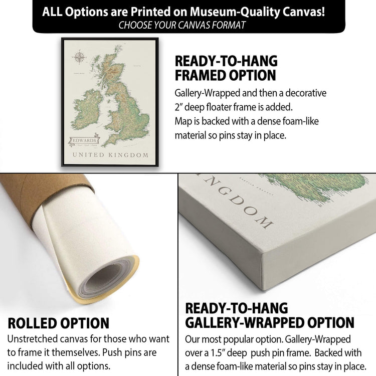 a white canvas with a map on it