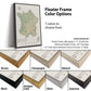 a variety of different colored frames for a map of France, including brown, champagne, natural, antique, gold, silver, and espresso. The frames are labeled with their respective colors, and the image also provides information about the frame dimensions.
