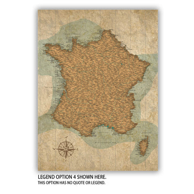 The image is a detailed map of France, showing various locations and landmarks across the country.