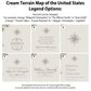 Cream Terrain Map of the United States Legend Options: