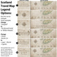 a travel map legend with various options for customizing the map, including changing the name of a country, adding a family name, and including a quote. The map is designed to provide inspiration for travelers and can be used to personalize their maps according to their preferences.