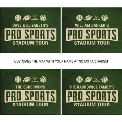 four different logos for the pro sports stadium tour