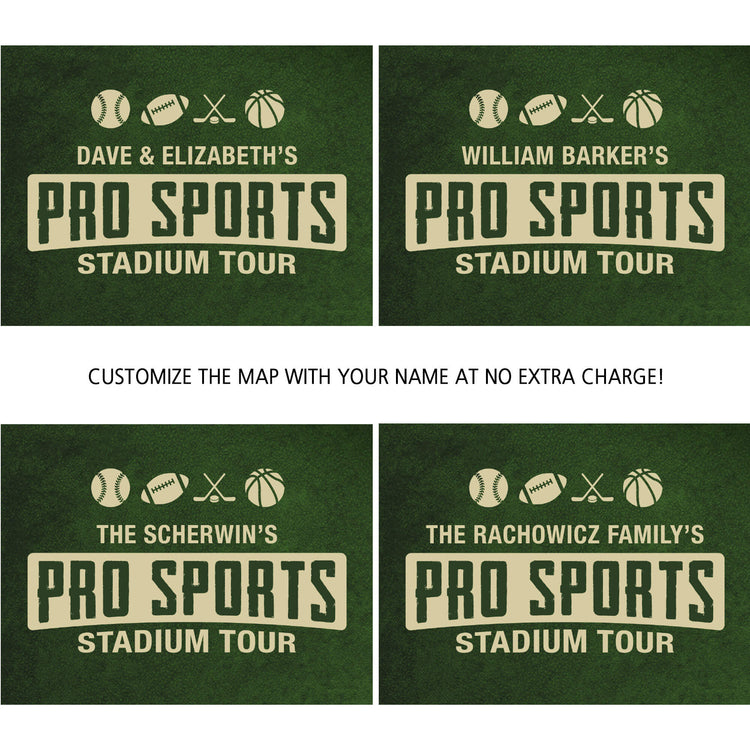 four different logos for the pro sports stadium tour