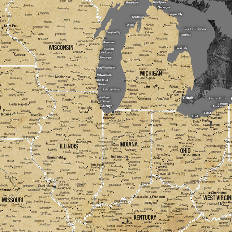 a map of the united states with major cities