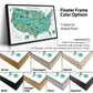 The image is a collage of different colored frames for a map of the United States, with each frame showcasing a different frame color option.