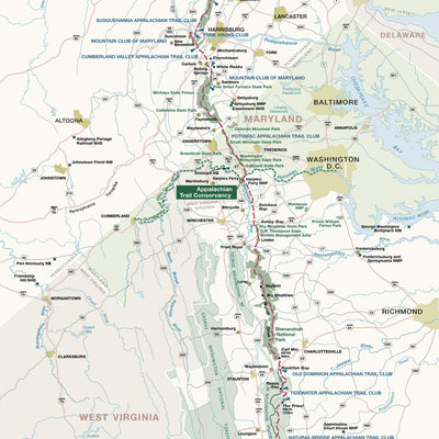 The image is a detailed map of the Appalachian Trail Conservancy&