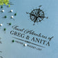 a map with a compass rose and a list of places, along with a decorative border and a decorative element.