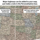 The image is a detailed map of the United States, with major highways and roads clearly marked. The map includes a note in the Personalization box, allowing users to add major highways to their map. The map is available for request, as indicated by the text.