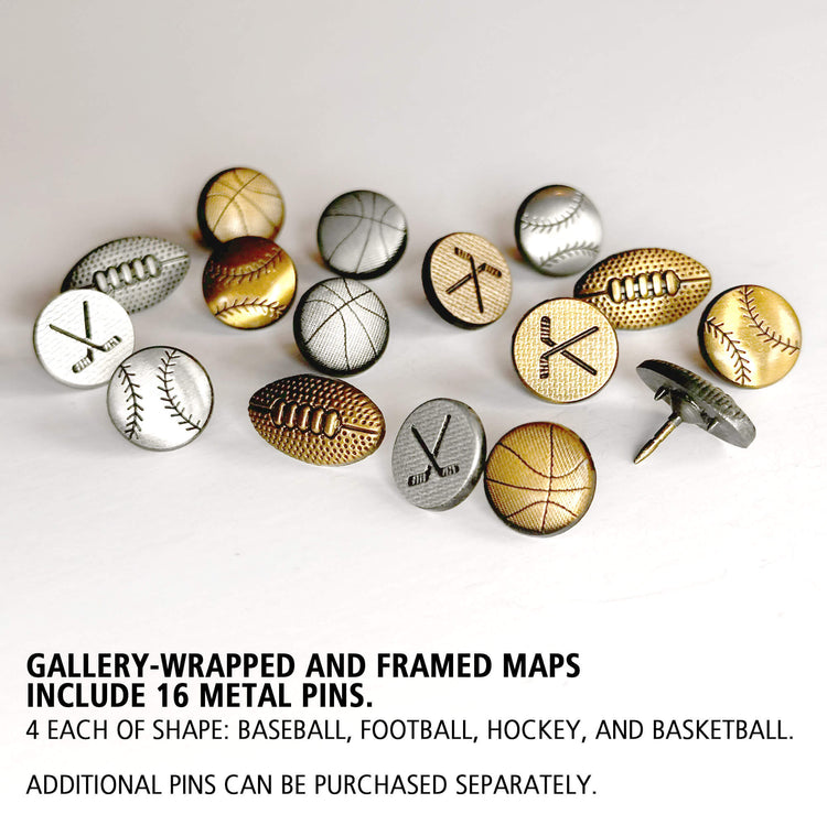 a bunch of different types of baseball pins