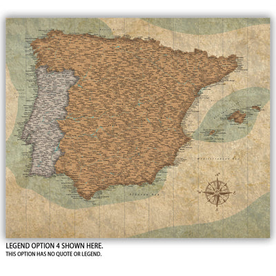 The image is a detailed map of Spain, showing the country&