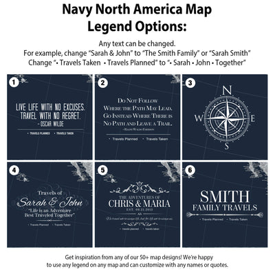 Navy North America Map Legend Options: