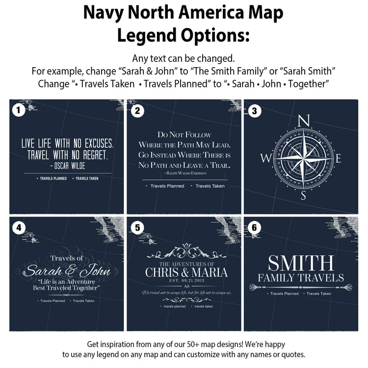 Navy North America Map Legend Options: