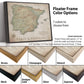 The image is a collage of different colored frames for a map of Spain and Portugal, with a focus on the frame options available.