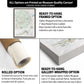 The image is a collage of three different options for a framed map, each with its own description and features.