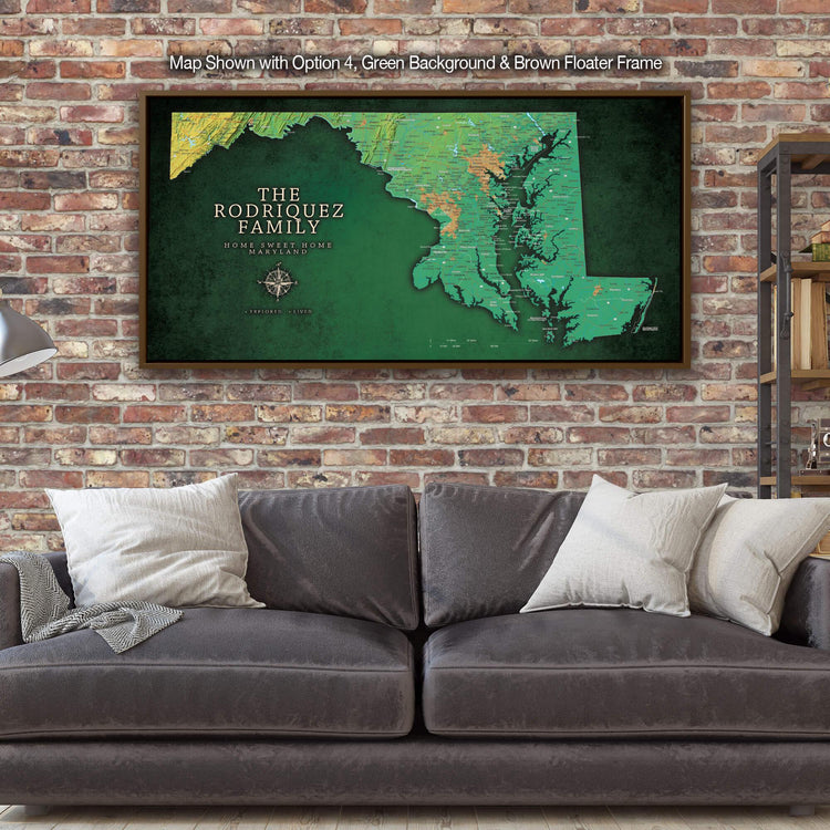 a living room with a couch and a brick wall