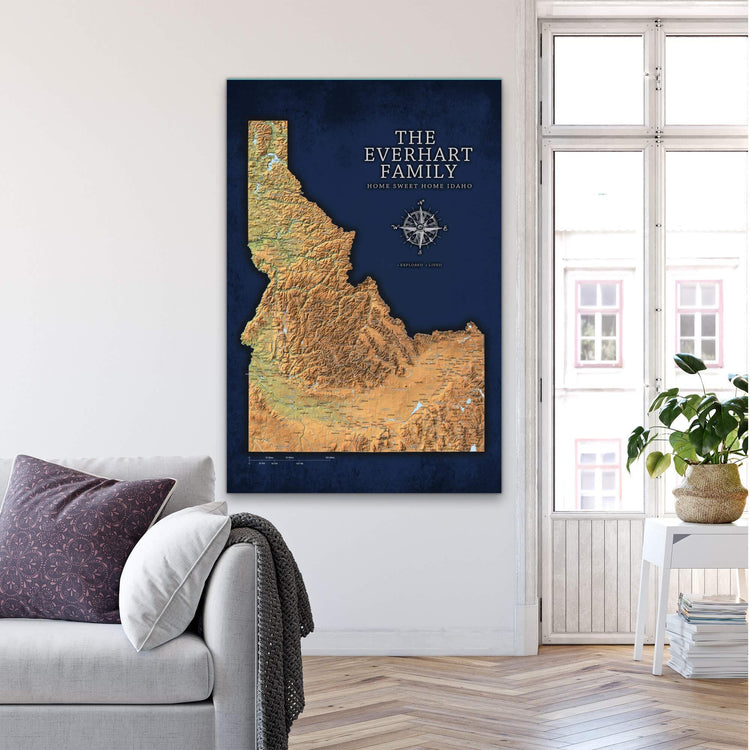 a map of illinois with a compass on it