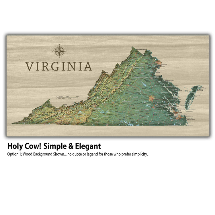 a wooden sign with a map of the state of virginia