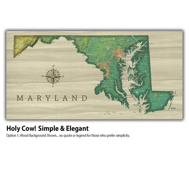 a wooden map of the state of maryland