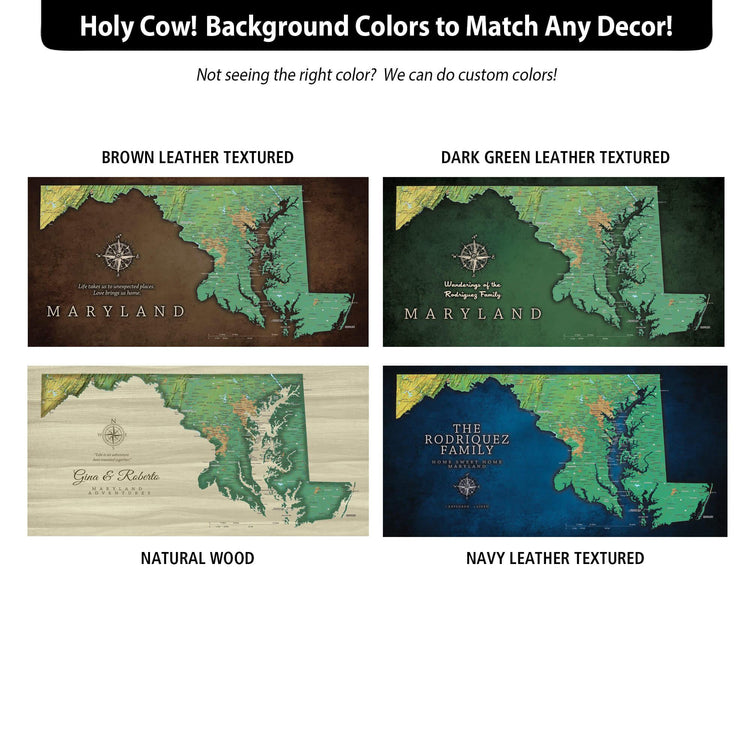a map of the state of maryland with different colors
