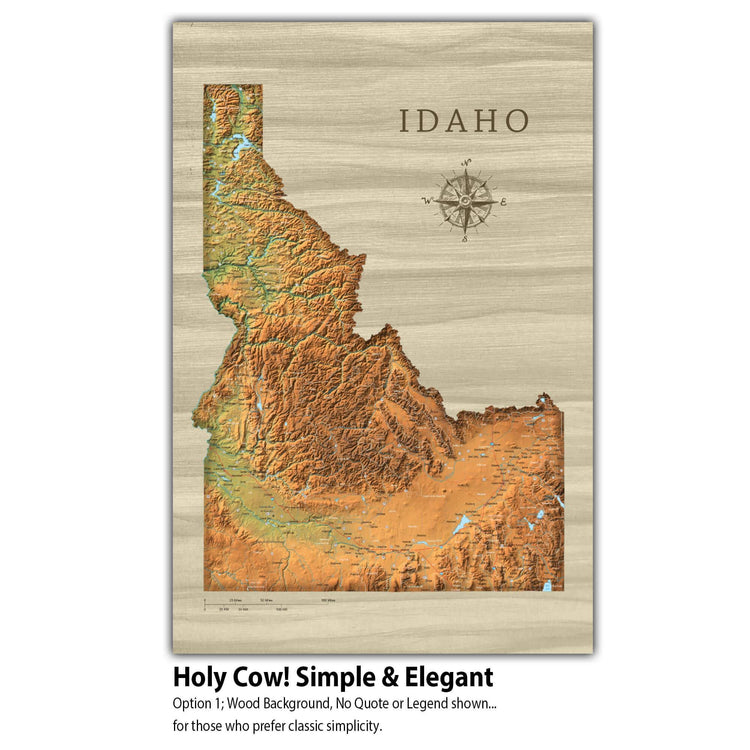 a map of idaho with a compass on it