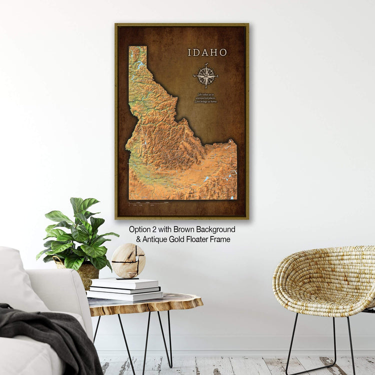 a map of idaho hanging on a wall