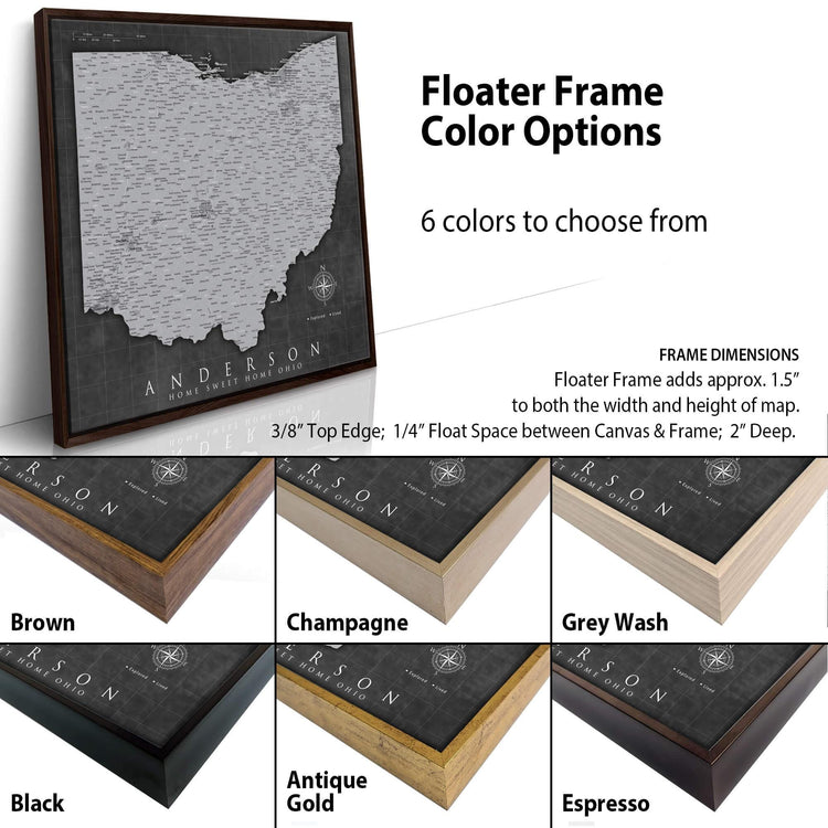 a picture frame with a map of the united states