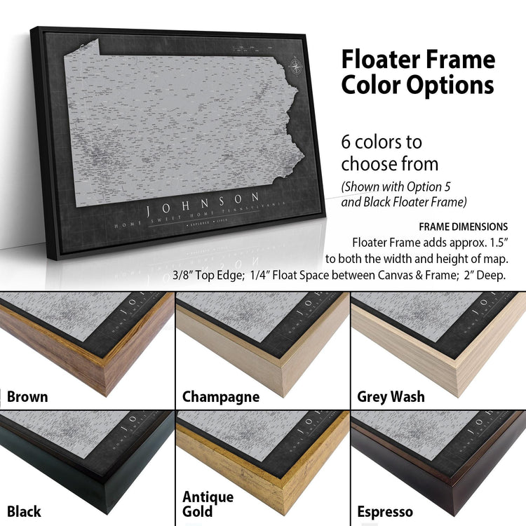 a picture frame with a map of the state of indiana