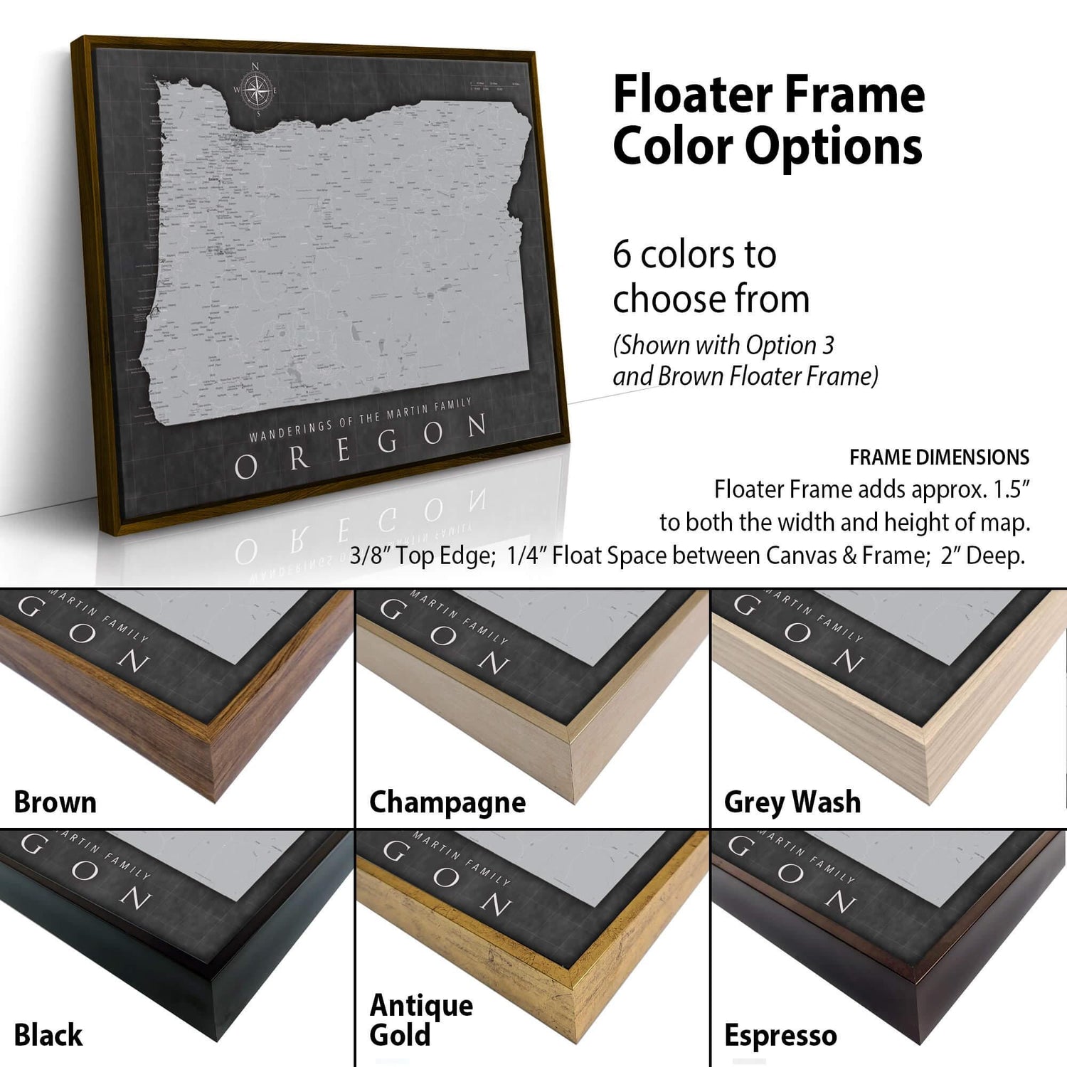 a picture frame with a map of oregon on it