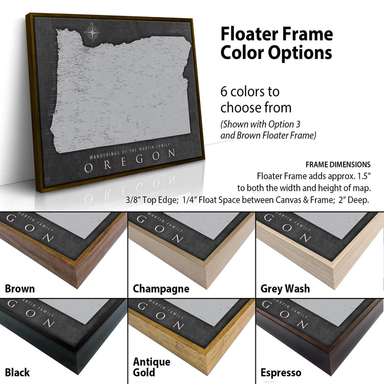 a picture frame with a map of oregon on it