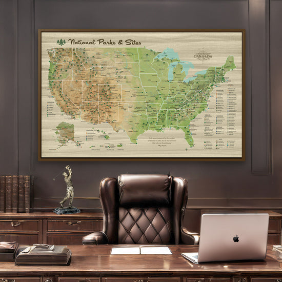 National Parks & Sites USA Push Pin Map