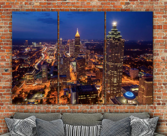Atlanta Brite Night Skyline on Canvas