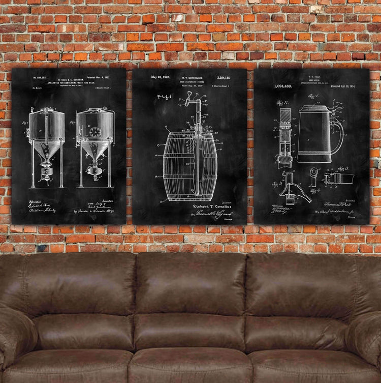 Beer Fermenter Patent Print Art on Canvas - Canvas Wall Art - HolyCowCanvas