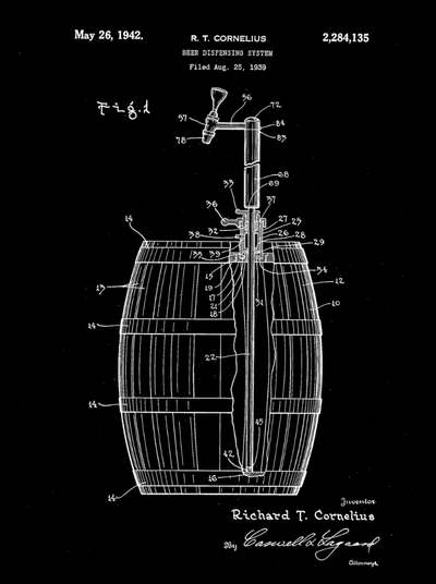 Beer Patent Print Art on Canvas - Set of 3 or 4 - Canvas Wall Art - HolyCowCanvas