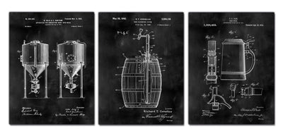 Beer Patent Print Art on Canvas - Set of 3 or 4 - Canvas Wall Art - HolyCowCanvas