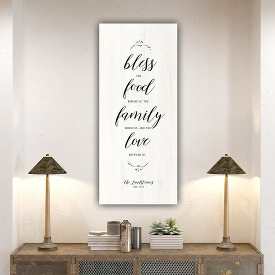 Bless The Food Before Us Sign on Canvas - Canvas Wall Art - HolyCowCanvas