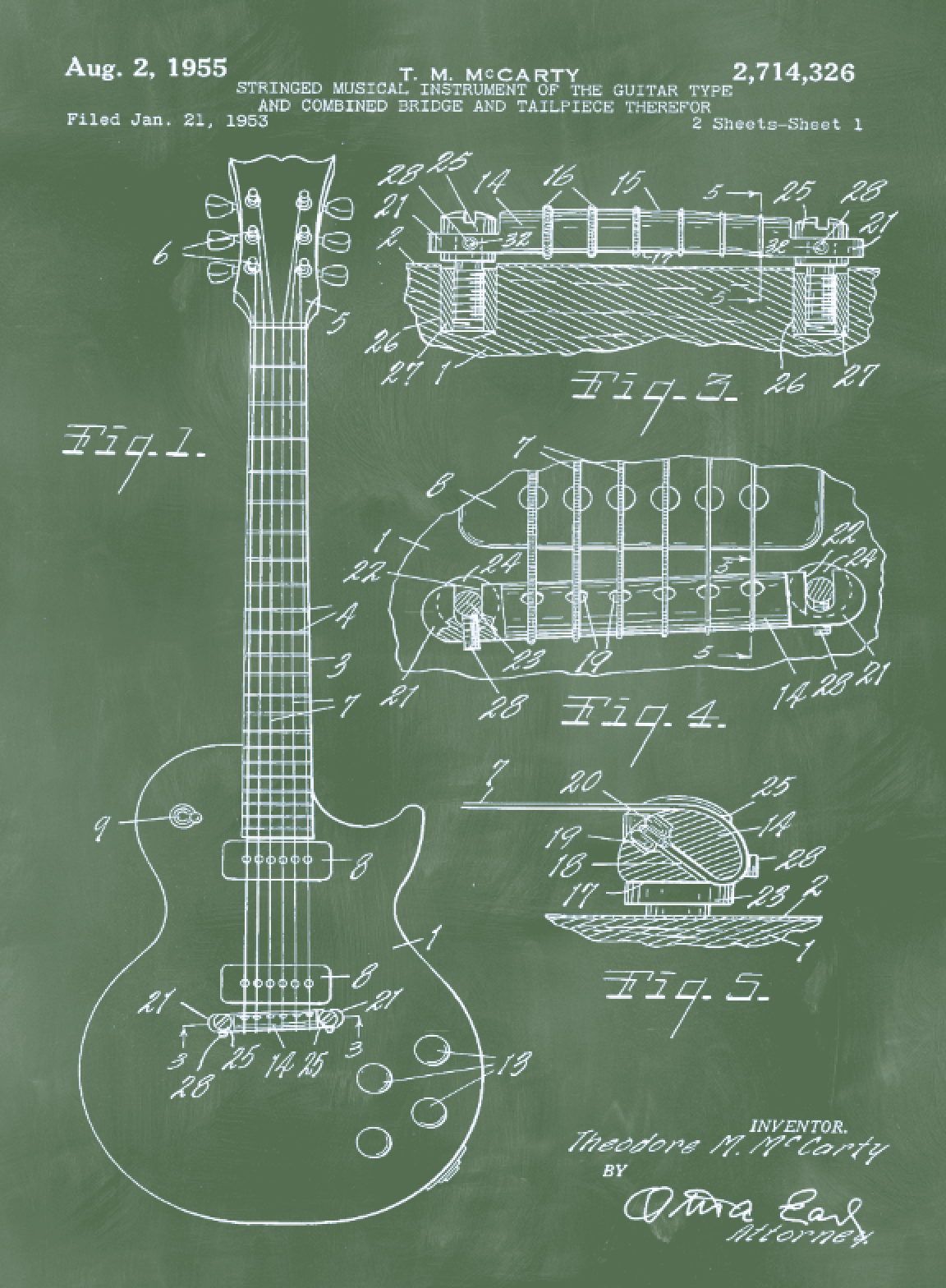 Gibson Guitar Patent Print Art on Canvas - Canvas Wall Art - HolyCowCanvas