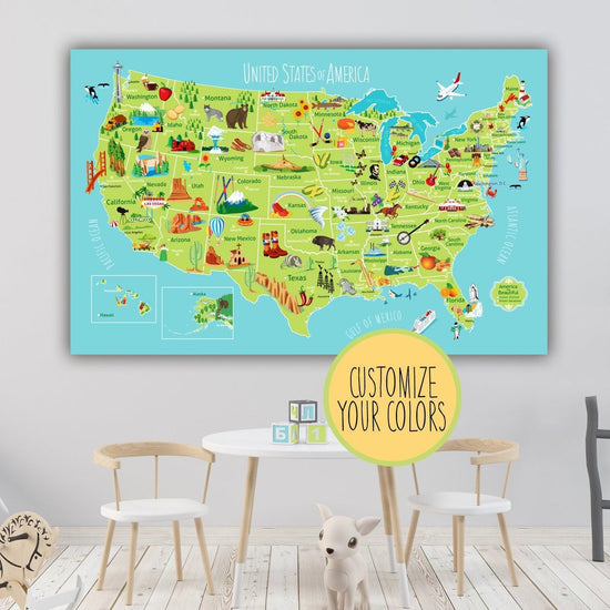 Kids USA Push Pin Map - Single Panel