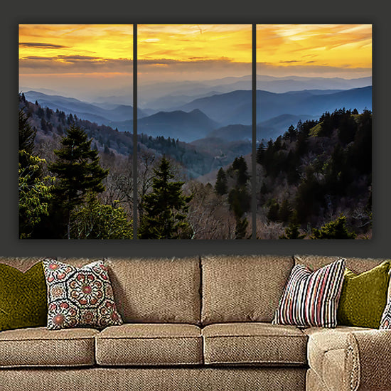 Smoky Mountain Canvas Wall Art at Sunset