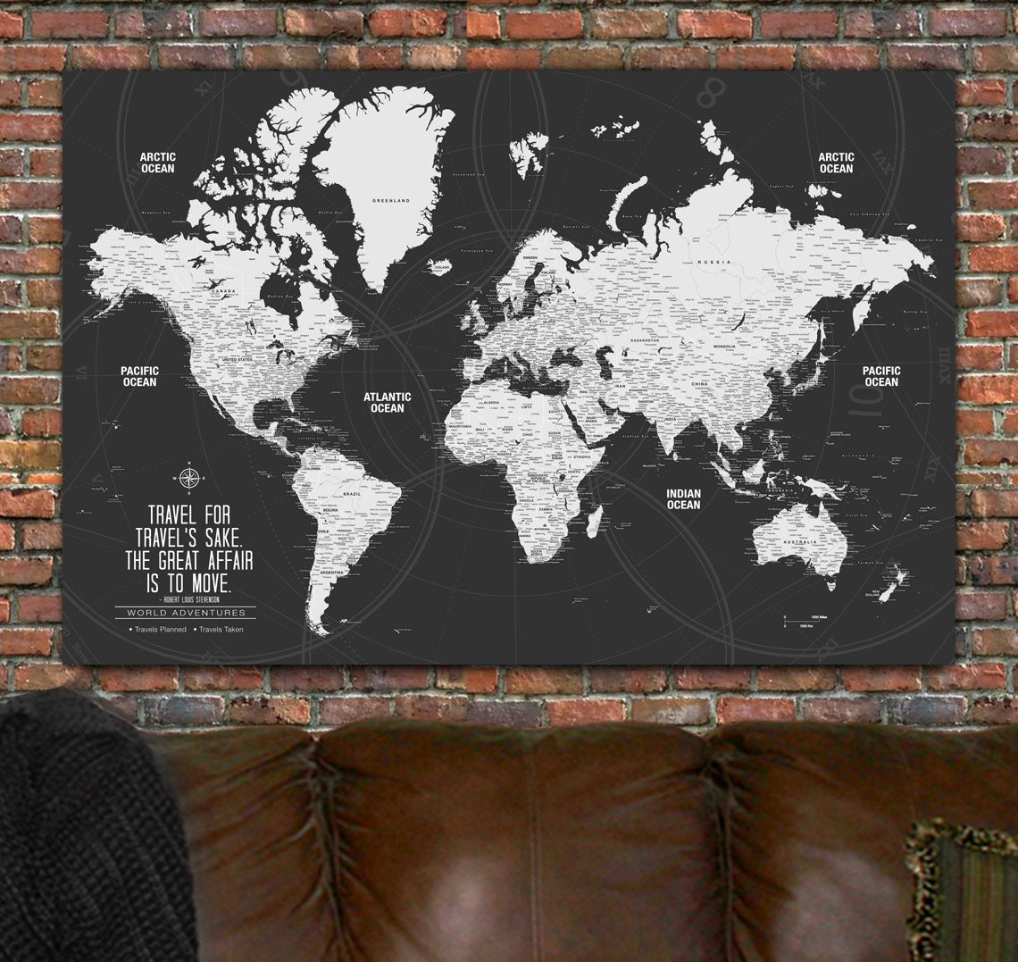 Push Pin World Travel Map - Single Panel | Holy Cow Canvas