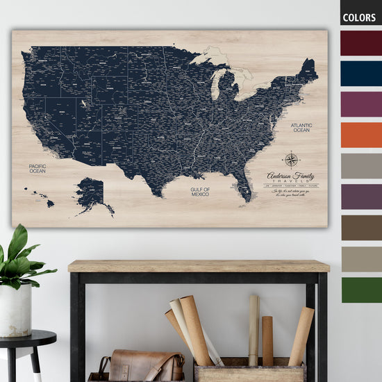 Modern Wood USA Push Pin Map