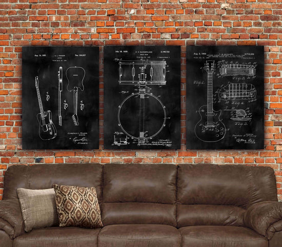 Music Patent Print Set on Canvas - Canvas Wall Art - HolyCowCanvas