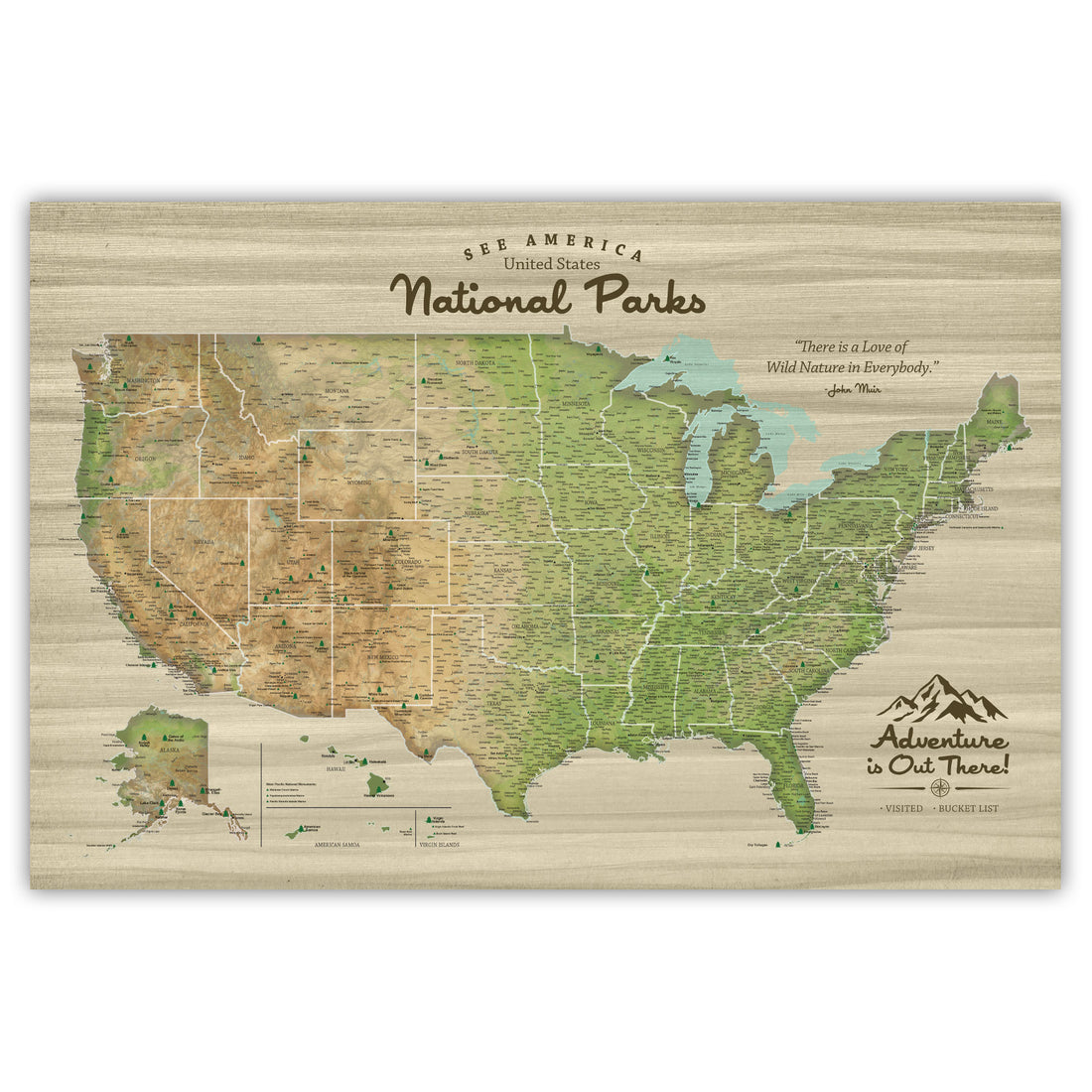 push pin travel map national parks